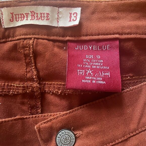 EXCELLENT CONDITION WOMEN’S JUDY BLUE SIZE 13/31 RUST COLORED MID-RISE JEANS - Picture 5 of 8